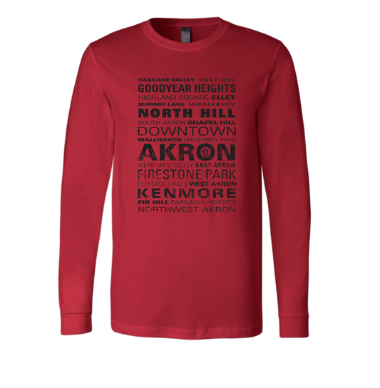 Akron Neighborhoods Long Sleeve T-Shirt (graphite)