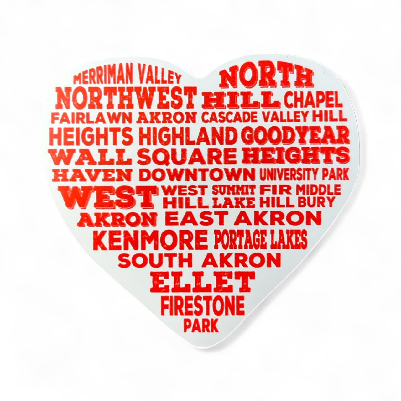 Akron Neighborhood Heart Magnet - 3" x 3"